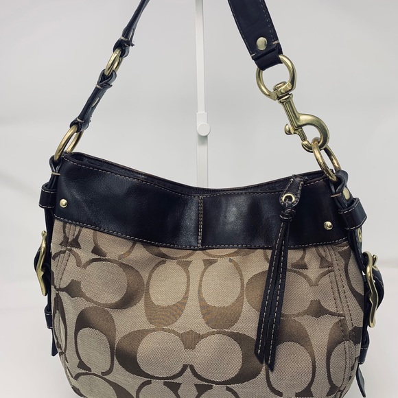 Coach Zoe Canvas and Leather Trim Shoulder Bag - Picture 1 of 16